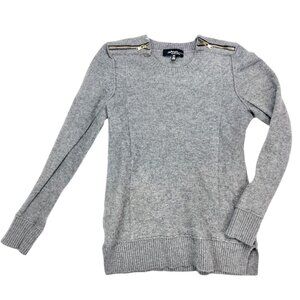 Saks Fifth Avenue Cashmere Grey Long Sleeve Zipper Accent Size M